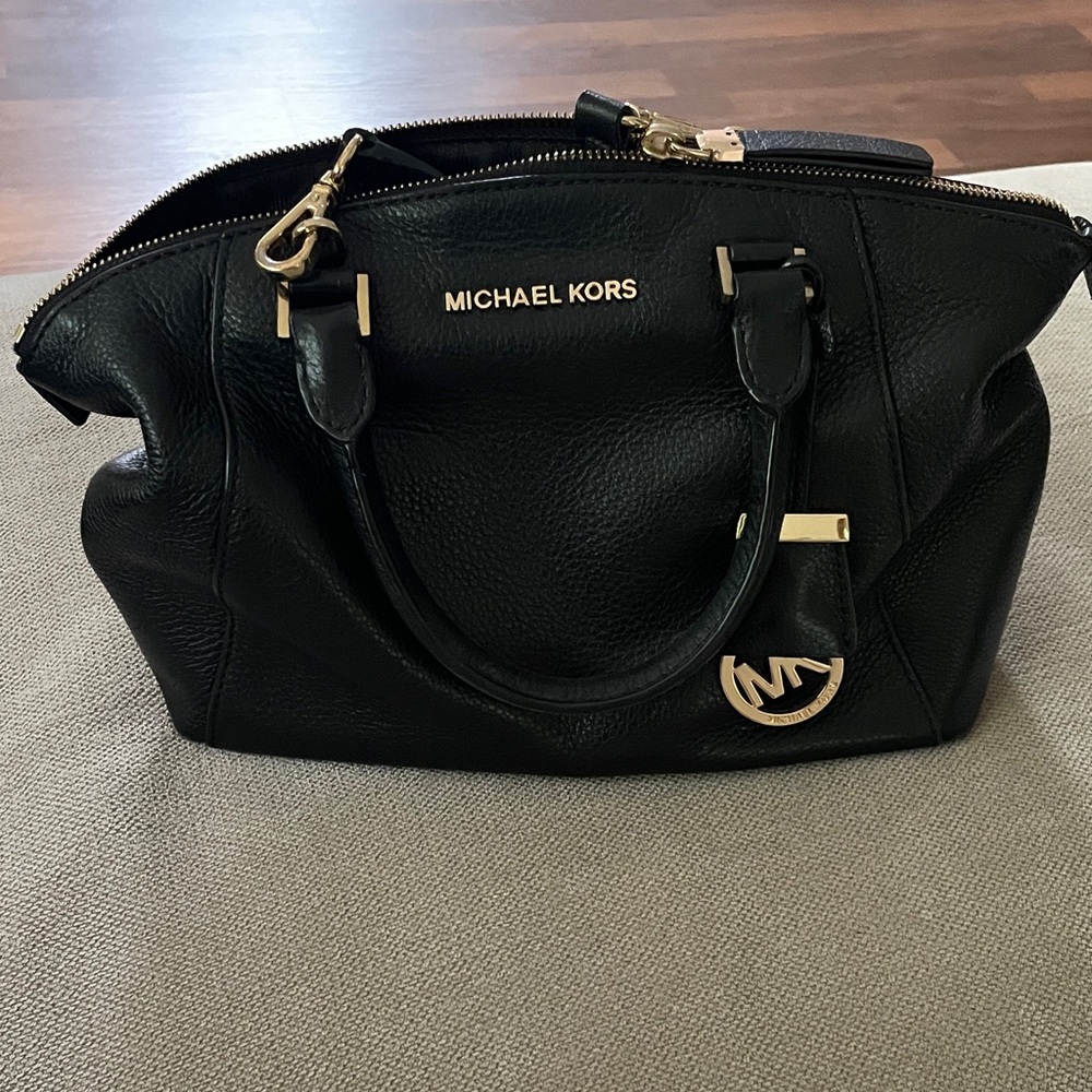 Michael Kors Black Satchel with Gold Accents
